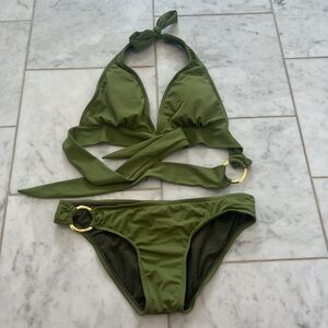 UjENA sage Green Bikini with Gold Accents. Worn in the movie bikini girls on ice